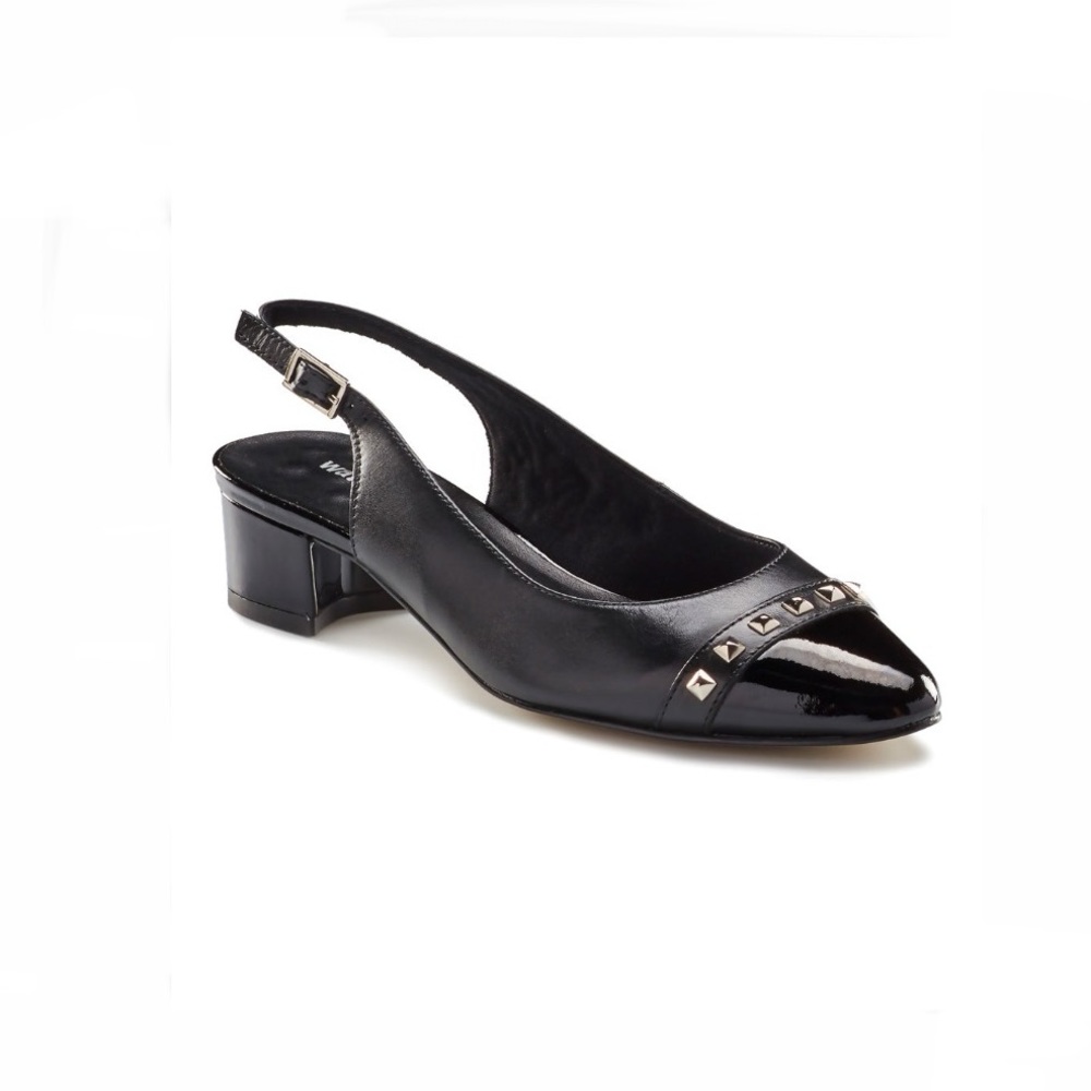 Walking Cradles Black Hildee Patent Leather Sling Back Pumps Women’s 6 Narrow 6N